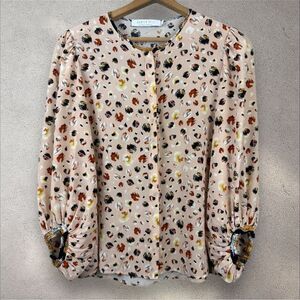 Hunter Bell Silk Brushstroke Animal Print Leopard Finley Blouse Sz‎ S